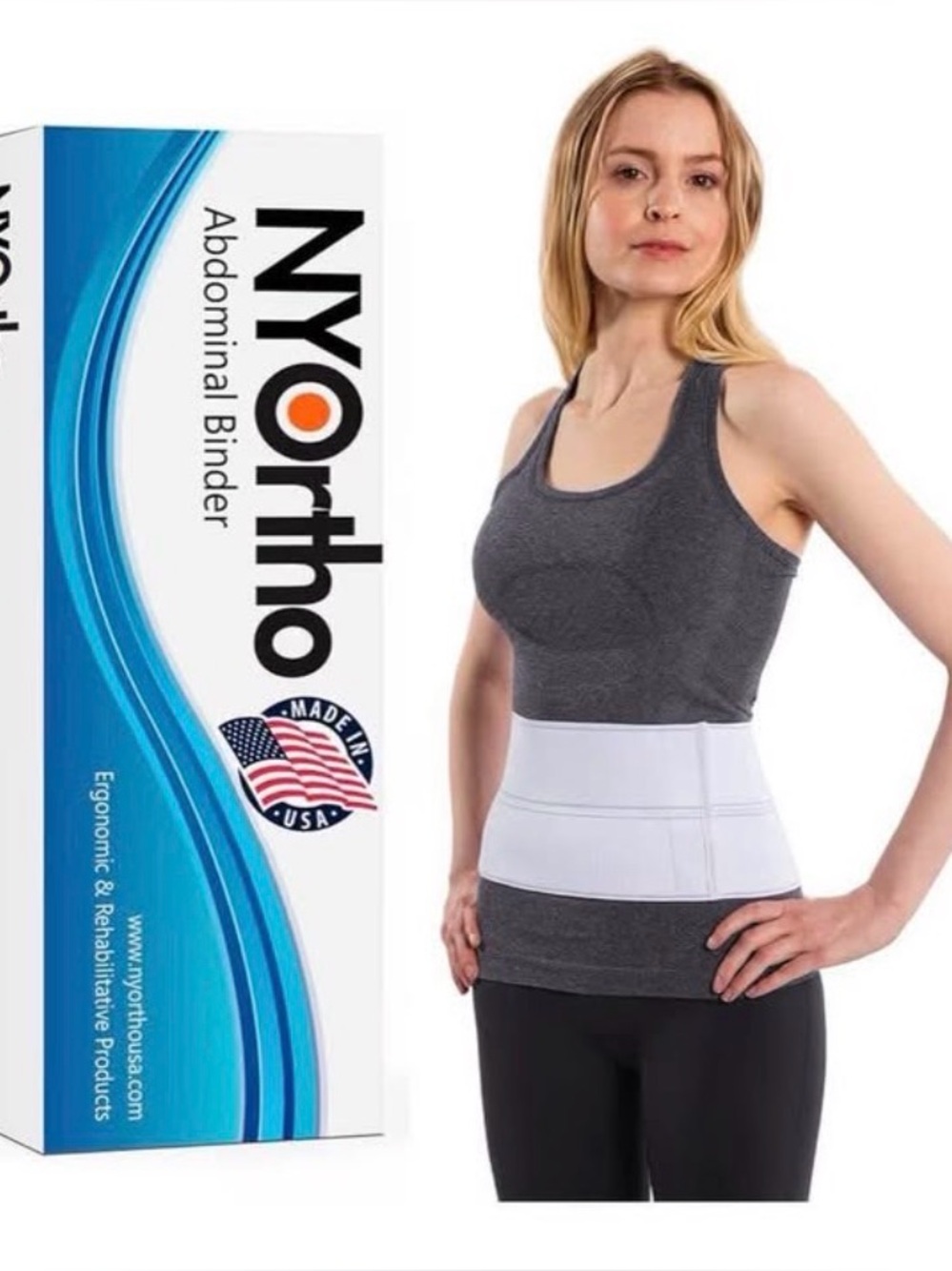 NyOrtho White Abdominal Binder - Support Waist Wrap Sz Small (not pediatric)